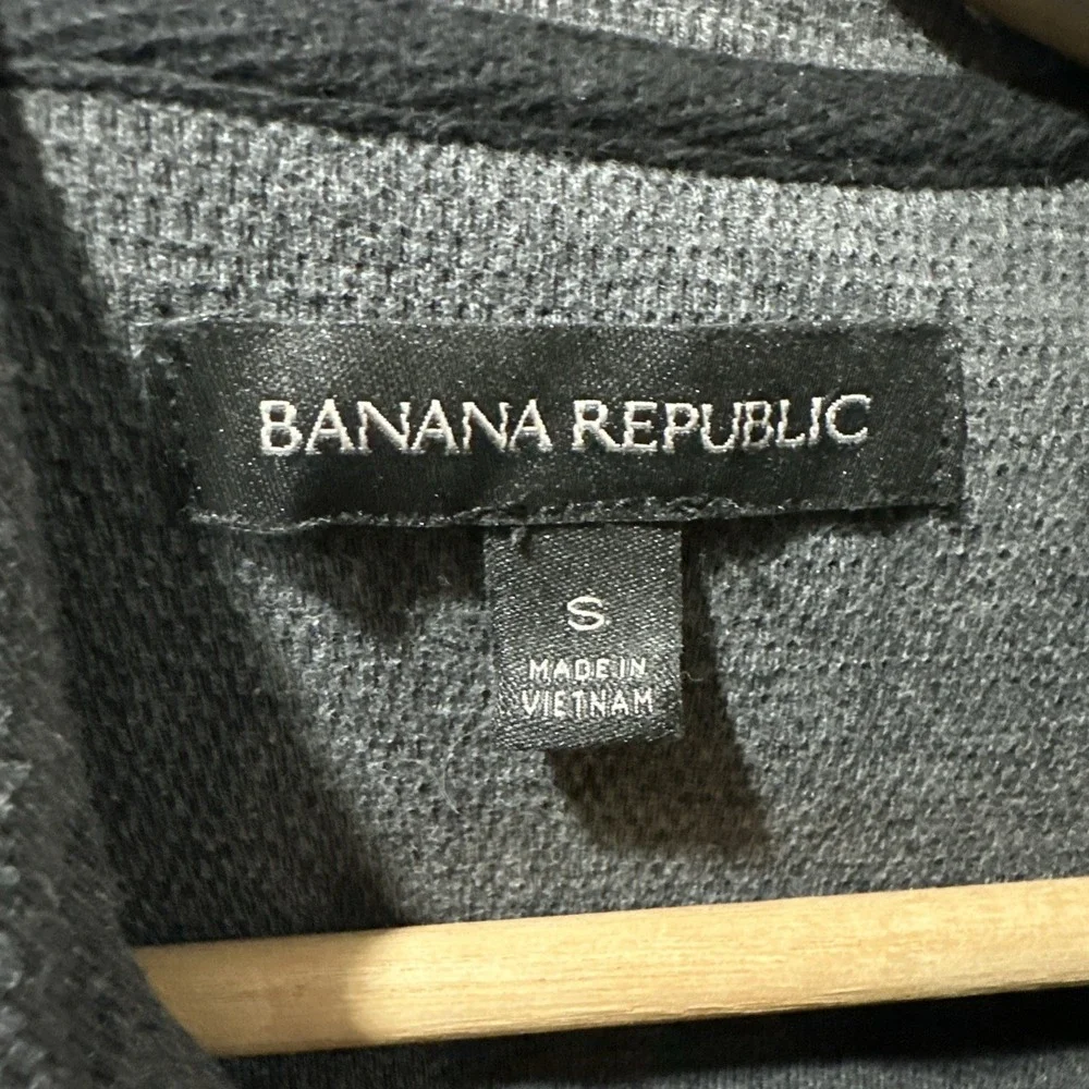 Banana Republic 1/4 Zip Pullover Hoodie Sweatshirt Men's S Gray Elbow‎ Patches